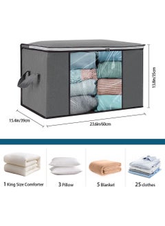 Rock Pow 3 Pack Clothes Storage Bag Large Capacity Under Bed Storage Organizer with Reinforced Handle Foldable Thick Fabric Storage Containers for Comforters Blankets Bedding  - Image 4