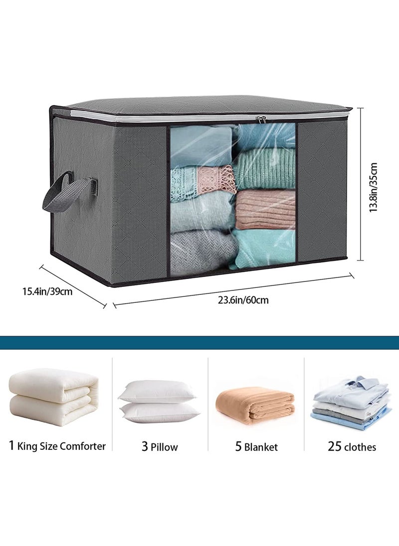 Rock Pow - 3 Pack Clothes Storage Bag Large Capacity Under Bed Storage Organizer with Reinforced Handle Foldable Thick Fabric Storage Containers for Comforters Blankets Bedding - Image 1