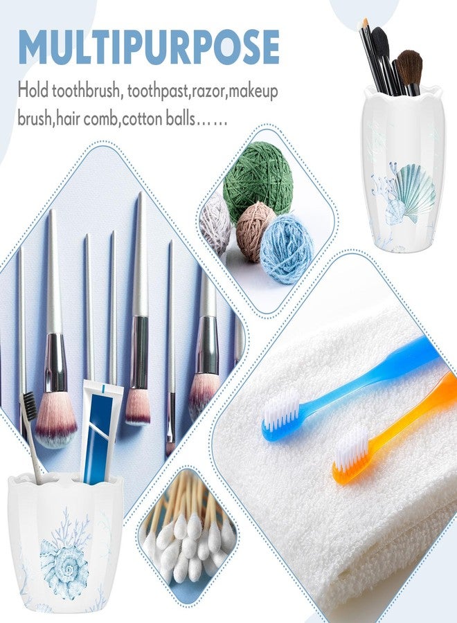 Vesici 4 Pcs Beach Bathroom Accessories, Ocean Animals Bathroom Decor, Under the Sea Tumbler, Soap Dispenser, Toothbrush Holder, Starfish Soap Dish for Ocean Beach Theme Decoration - Image 3