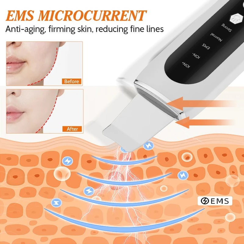 HailiCare Ultrasonic Skin Scrubber Facial Cleaner Peeling Cavitation Machine EMS Microcurrent for Face Lifting Massager Blackhead Remover - Image 4