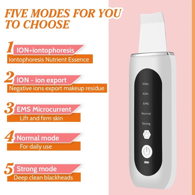 HailiCare Ultrasonic Skin Scrubber Facial Cleaner Peeling Cavitation Machine EMS Microcurrent for Face Lifting Massager Blackhead Remover - Image 2