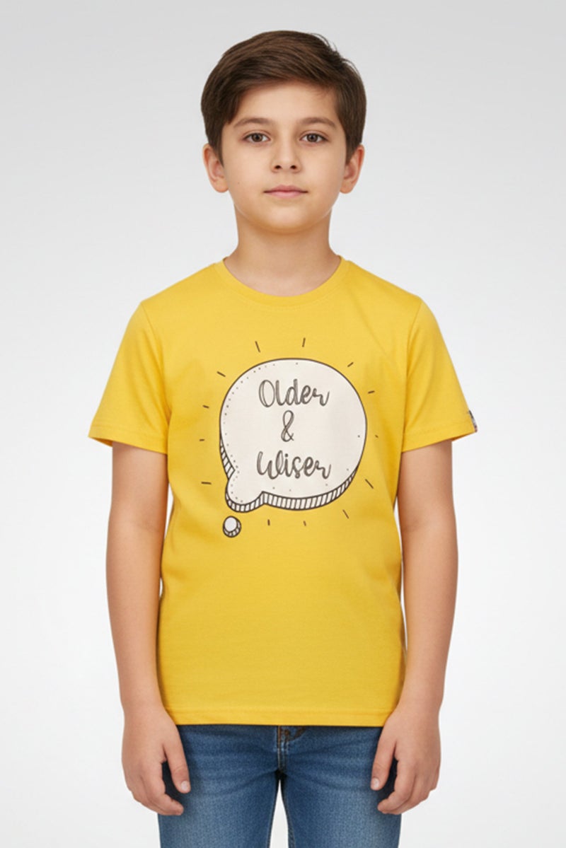 Hamleys Kids Boy Short Sleeve Graphic Print T-Shirt, Yellow - Image 1