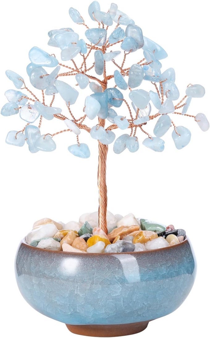 CRYSTAL TREE AQUAMARINE TREE CRYSTAL SPIRITUAL GIFTS FOR WOMENBLUE GEMSTONE TREE OF LIFEFENG SHUI HEALING CRYSTALS STONES GIFTS HOME OFFICE DECOR DESK DECORATION
