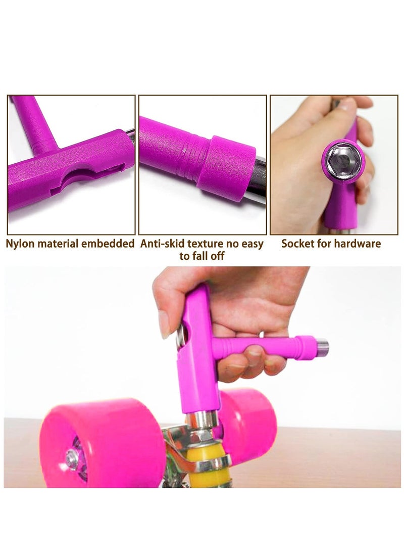 Generic - 60x45MM 78A LED Light Skateboard Wheels With Bearings 4PCS With T-Tool, Pink - Image 1