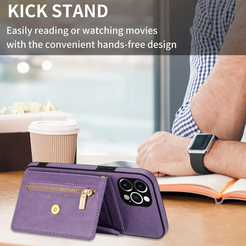 woobles Triangle Crossbody Zipper Wallet Card Leather Case Suitable for iPhone 11/12/13 Pro Max + Free Lanyard (Purple,for iPhone13Pro) Purple for iPhone13Pro - Image 4