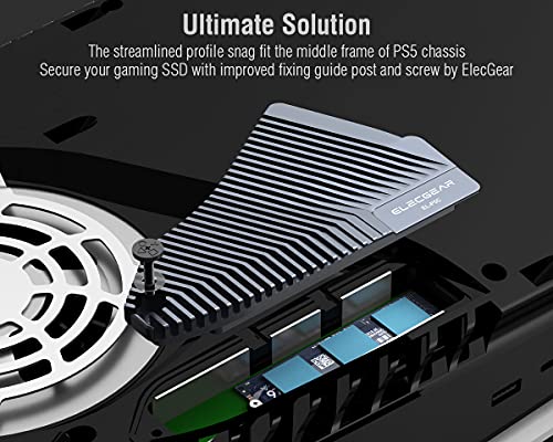 ElecGear PS5 NVMe SSD Heatsink, EL-P5C Heat Pipe + Solid Aluminum Cooler for PlayStation 5 Internal PCIe M.2 NVMe 4.0 Gen4 Memory, Re-Designed SSD Mounting Post Kit - (Not for Slim/Pro) - Image 3