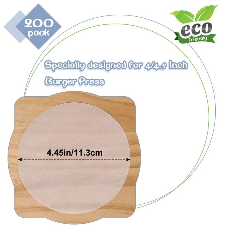 YQL Hamburger Patty Paper Round 4.5 Inch, Set of 200, Non Stick Patty Paper Sheets for Burger Press, Patty Serperate and Cake Baking(5.5/6/7/8/9/10/12inch Available) - Image 2