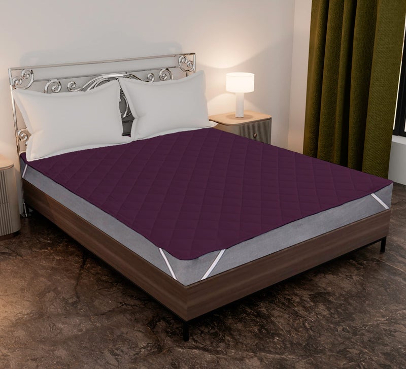 ACHIR 100% Waterproof Polycotton Breathable Corner Elastic Fitted Style Mattress Protector/Bed Cover - King Size, 72x78 Inch, 182.88x198.12 CM, 6ftx6.5 Feet - Wine - Image 1