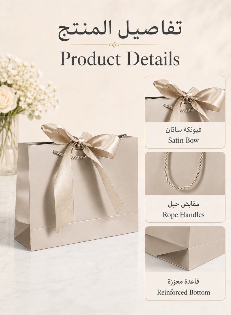 CHU DAI 2 Piece Gift Bag Set With Satin Bow And Rope Handles, Elegant Paper Gift Bags For Flowers, Birthday, Wedding, Party, Baby Shower And Gift Packaging - Image 3