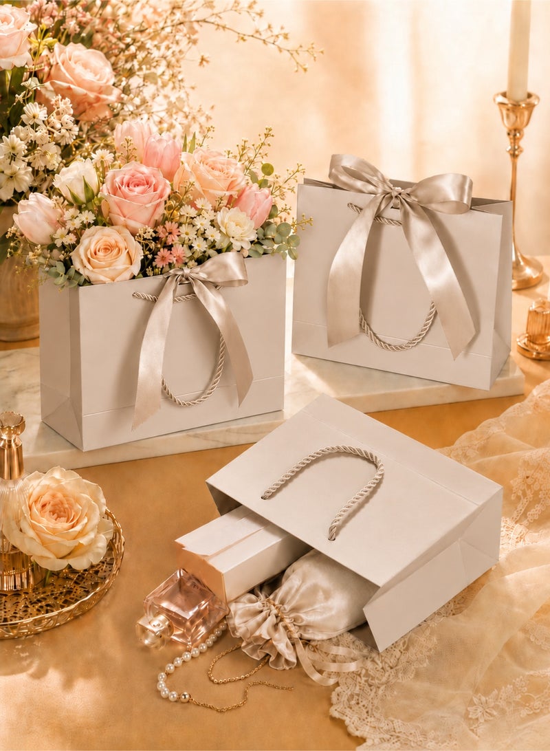 CHU DAI 2 Piece Gift Bag Set With Satin Bow And Rope Handles, Elegant Paper Gift Bags For Flowers, Birthday, Wedding, Party, Baby Shower And Gift Packaging - Image 5