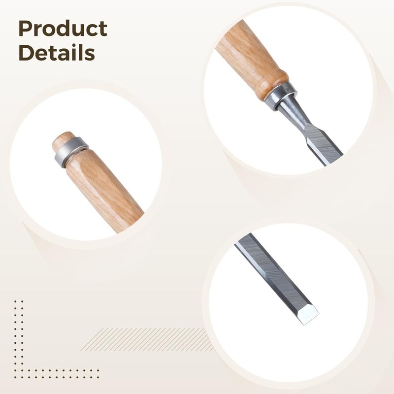German-Style Flat Chisel with Beech Wood Handle, 12 Mm Woodworking Chisel, Chrome Vanadium Steel, 0.47 in / 12 Mm, Professional Mortise Chisel for Wood Carving - Image 2