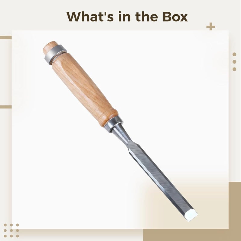 German-Style Flat Chisel with Beech Wood Handle, 12 Mm Woodworking Chisel, Chrome Vanadium Steel, 0.47 in / 12 Mm, Professional Mortise Chisel for Wood Carving - Image 4