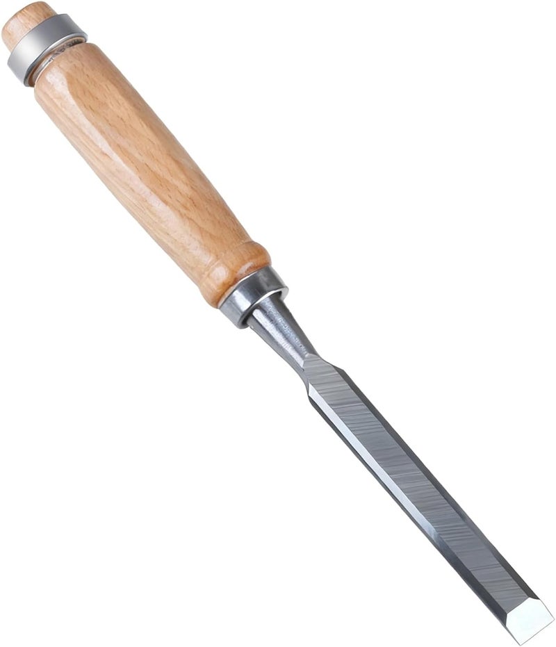German-Style Flat Chisel with Beech Wood Handle, 12 Mm Woodworking Chisel, Chrome Vanadium Steel, 0.47 in / 12 Mm, Professional Mortise Chisel for Wood Carving - Image 1