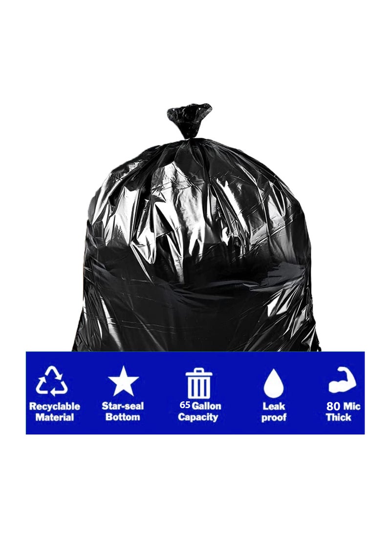 VINSTAR - 80 Microns(20kg 95x120cms 100 pcs ) Heavy Duty Disposable Black Biodegradable Plastic Garbage Bags for Large Size Outdoor Bins - Image 1