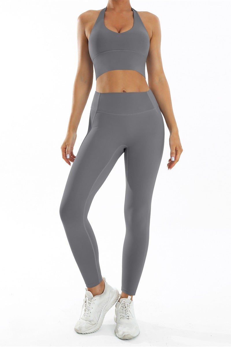general Yoga Set for Women Gym Leggings Halter Sport Bras 2 Piece Gym Outfits Workout Suit Sportswear - Image 1
