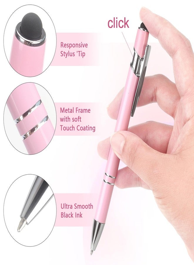 Bribobo Ballpoint Pen 2-in-1 Stylus Retractable Ballpoint Pen with Stylus tip, Metal Stylus Pen for Touch Screens, 1.0 mm Black Ink (Pink) - Image 2