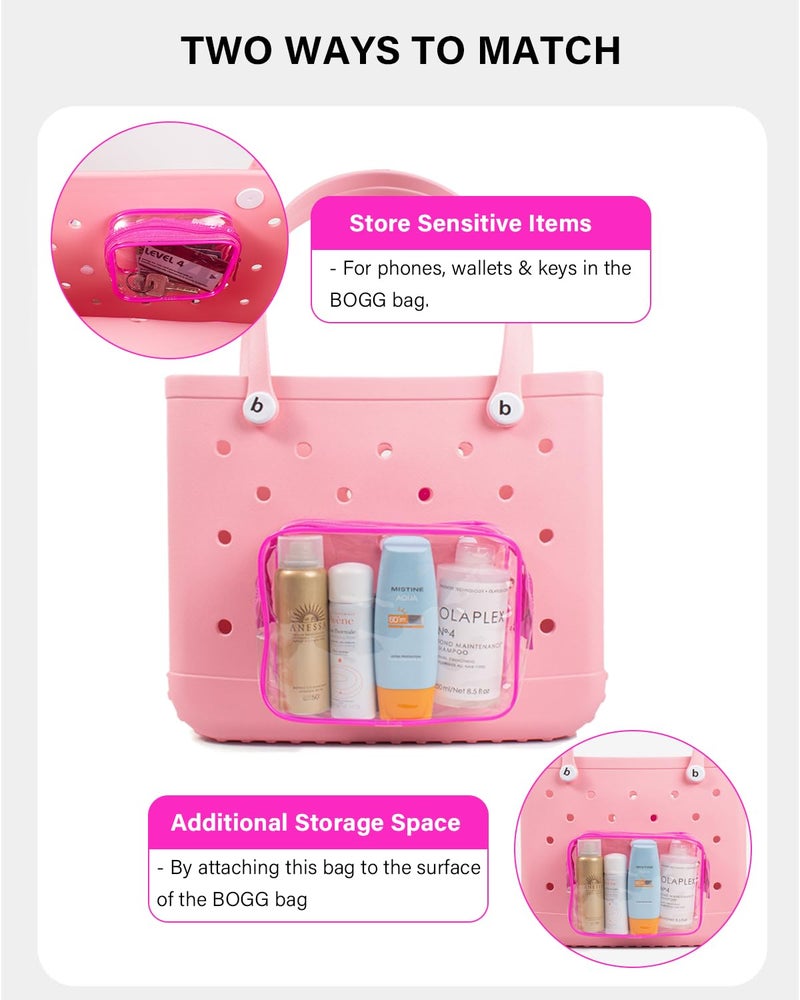 LETGO 4 Pack Clear Toiletry Bags, Portable Travel Makeup Pouch with Zipper, TSA Approved Organizer, Clear Pouch Bags Compatible With Bogg Bag Divider Accessories(Hot Pink) - Image 4