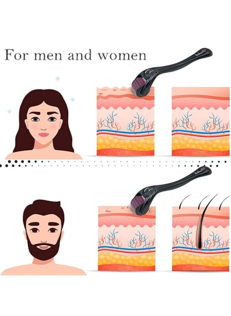Derma Roller - Derma Roller for Hair Growth 0.5mm with 540 Needles, Activates Hair Follicles, Repair Damaged Hair, Reduce Acne Scars, Remove Dark Spots Tighten Skin, Beard Hair Wrinkle Stretch Marks Safe To Use - Image 1