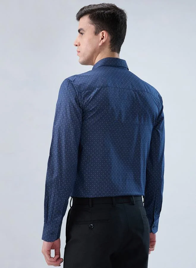 Park Avenue Blue Men Blue Printed Cotton Modern Slim Fit Shirt for Men | Best Price UAE