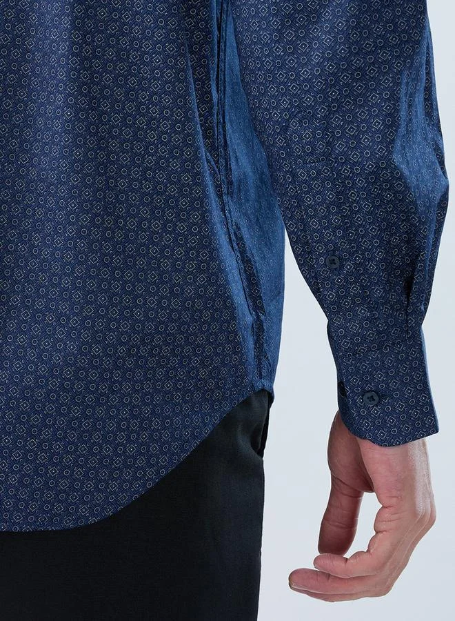 Park Avenue Blue Men Blue Printed Cotton Modern Slim Fit Shirt for Men | Best Price UAE