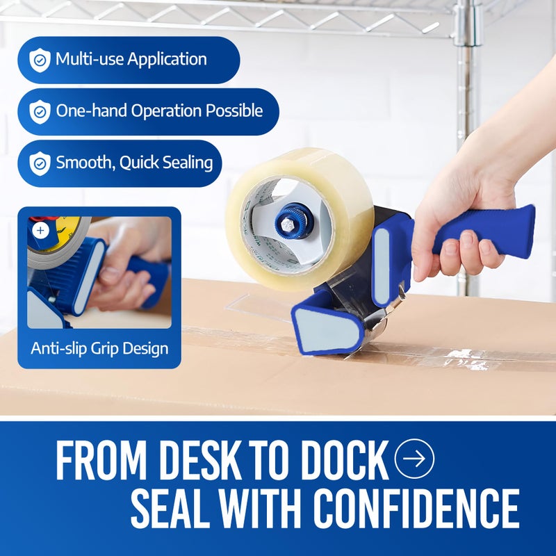 SSCDesigns Tape Gun Packing Shipping Packaging Mailing Dispenser Heavy Duty Clear Refill Sealing Parcel Carton Holder Handheld Cutter Moving Boxes Industrial Office Supplies for 2 Inch Wide, 3 inch Core Tape - Image 5