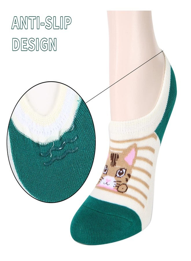 Benefeet Sox Girl Silly Cute Fun No Show Socks Women Non-Slip Cartoon Animal Liner 5 Pack,Cat - Image 4