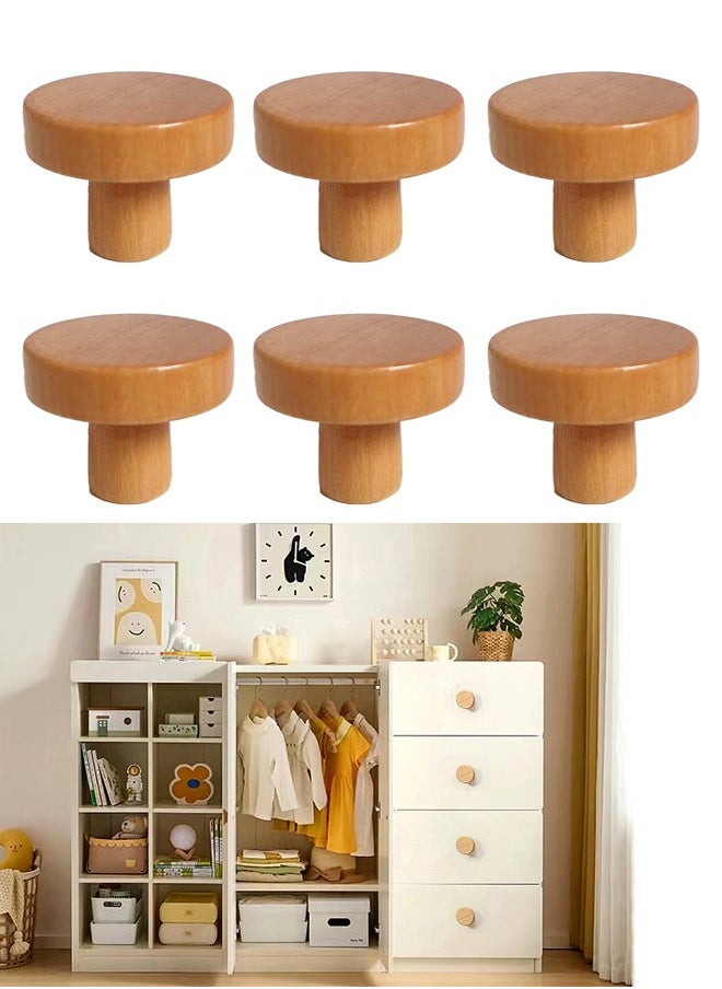 Generic 6 Pack Round Wood Drawer Knob 35mm Cabinet Pulls Handles Hardware for Drawer Wardrobe Dresser  - Image 1