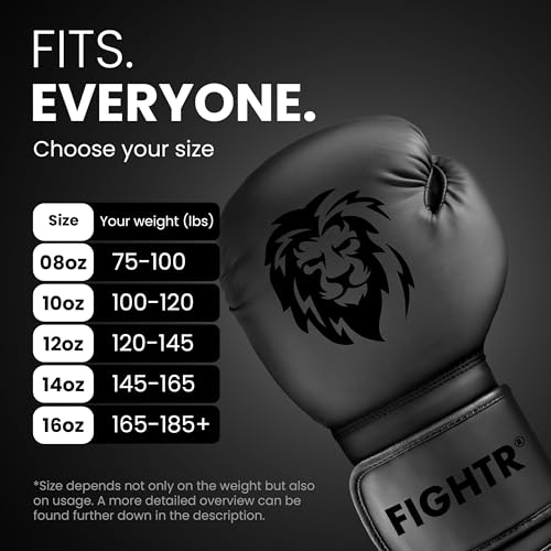 FIGHTR قفازات الملاكمة FIGHTR® - أقصى حماية وثبات | قفازات ملاكمة للملاكمة، MMA، موياي تاي وكك بوكسينغ | الأحجام 8-16 أونصة - Image 2