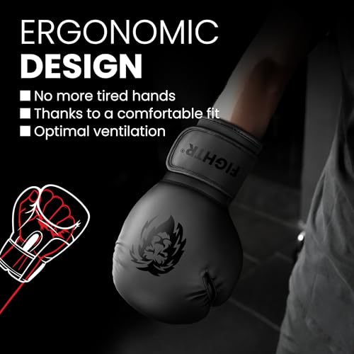 FIGHTR قفازات الملاكمة FIGHTR® - أقصى حماية وثبات | قفازات ملاكمة للملاكمة، MMA، موياي تاي وكك بوكسينغ | الأحجام 8-16 أونصة - Image 5