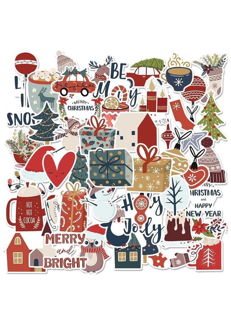 50 pcs Christmas Stickers for Kids, Merry Christmas Cute Sticker for Adults Teens, Funny Water Bottle Stickers for Holiday Xmas Crafts Cards, notebooks and envelopes - Image 1
