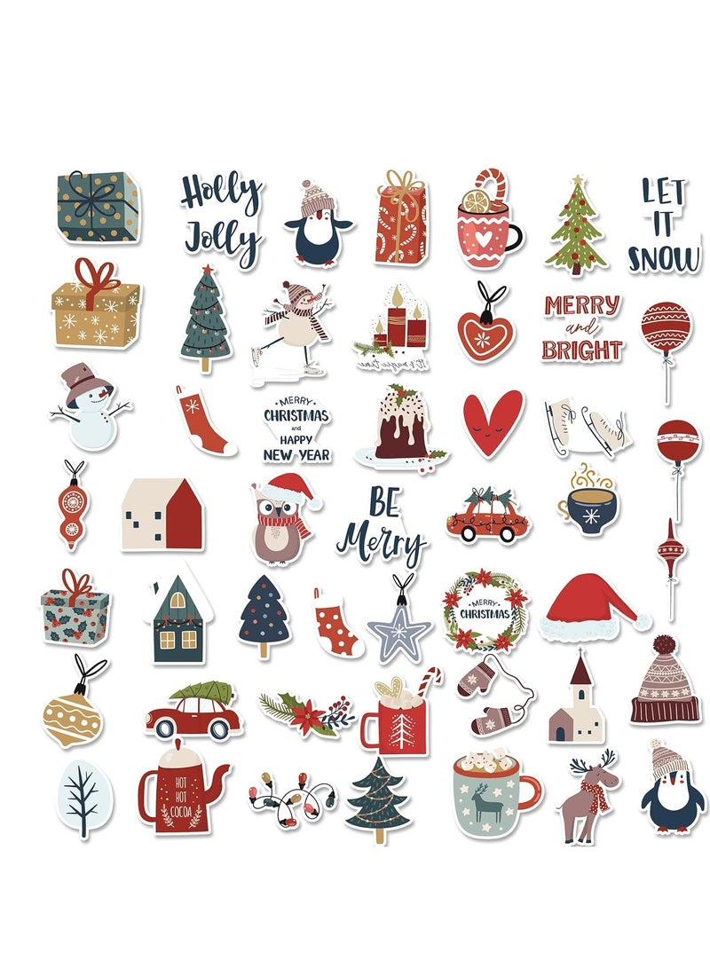 50 pcs Christmas Stickers for Kids, Merry Christmas Cute Sticker for Adults Teens, Funny Water Bottle Stickers for Holiday Xmas Crafts Cards, notebooks and envelopes - Image 2