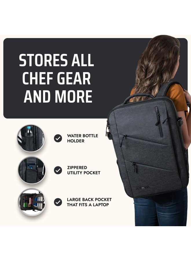 Asaya Chef Knife Backpack with 20 Pocket Knife Roll Bag - Over 30 Pockets for Knives and Kitchen Utensils - Stain Resistant Waxed Nylon - Padded for Extra Protection - Knives Not Included - Image 5