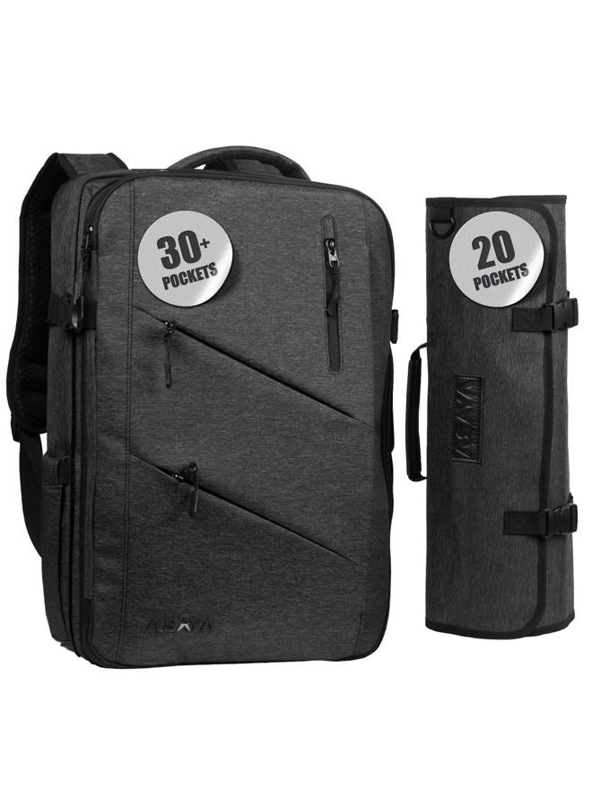 Asaya Chef Knife Backpack with 20 Pocket Knife Roll Bag - Over 30 Pockets for Knives and Kitchen Utensils - Stain Resistant Waxed Nylon - Padded for Extra Protection - Knives Not Included - Image 1