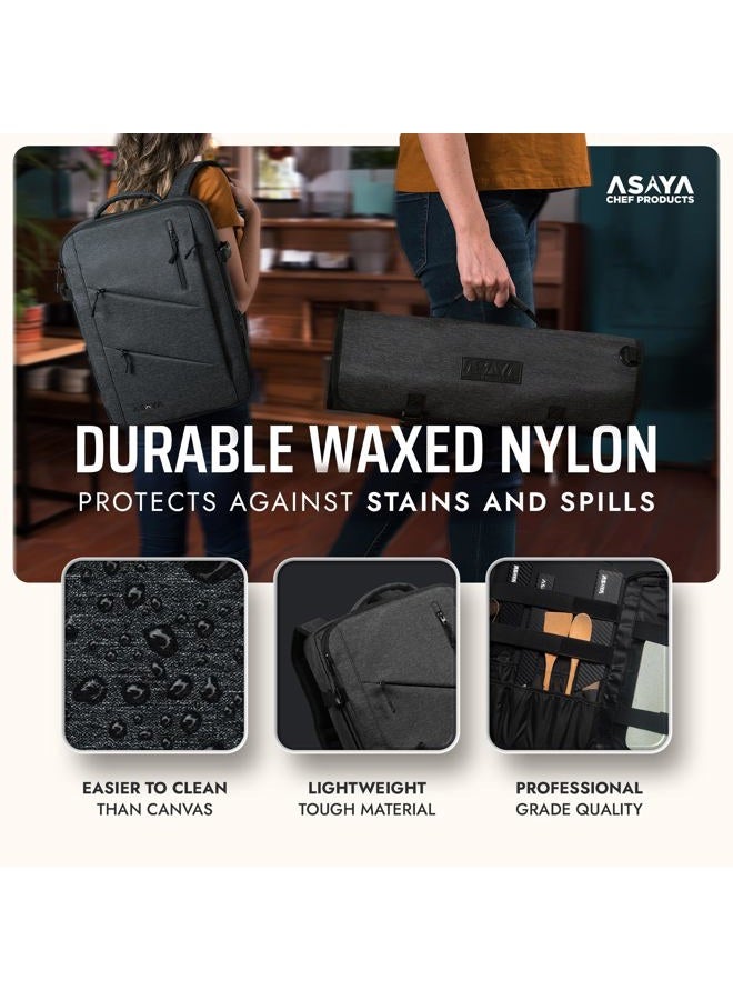 Asaya Chef Knife Backpack with 20 Pocket Knife Roll Bag - Over 30 Pockets for Knives and Kitchen Utensils - Stain Resistant Waxed Nylon - Padded for Extra Protection - Knives Not Included - Image 4