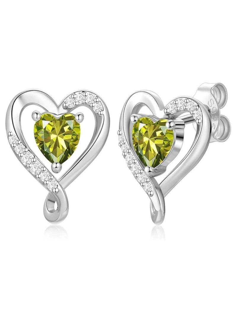 Zifeel Earrings for Women - S925 Sterling Silver Birthstone Heart Studs Earring for Girlfriend, Wife – Anniversary, Birthday ,Valentines Day, Mother’s Day, Gifts Jewellery for Women. - Image 1