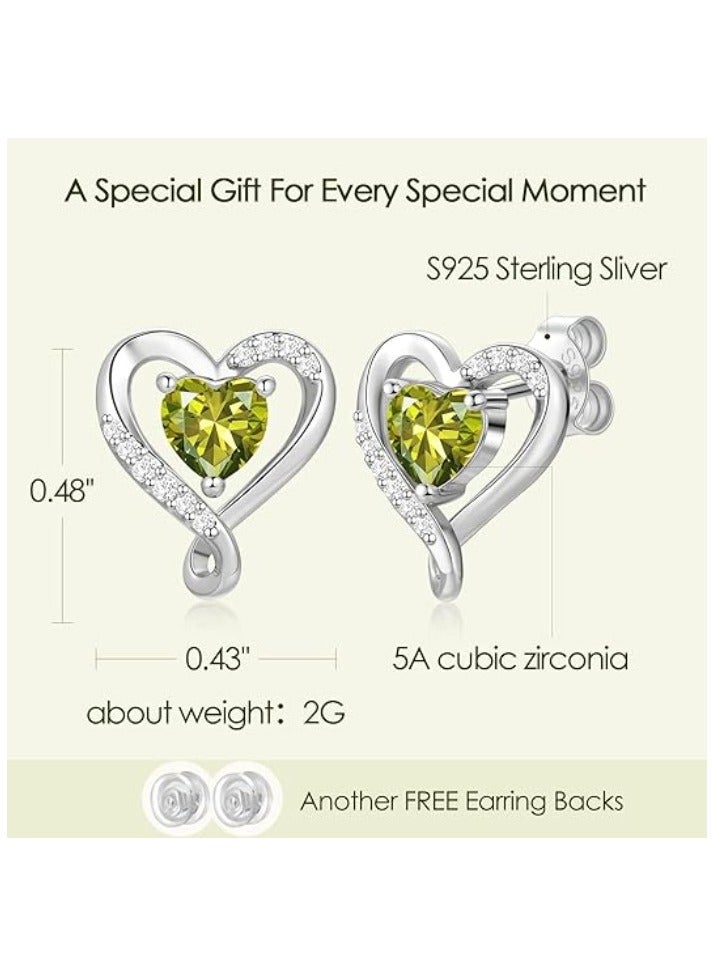Zifeel Earrings for Women - S925 Sterling Silver Birthstone Heart Studs Earring for Girlfriend, Wife – Anniversary, Birthday ,Valentines Day, Mother’s Day, Gifts Jewellery for Women. - Image 3