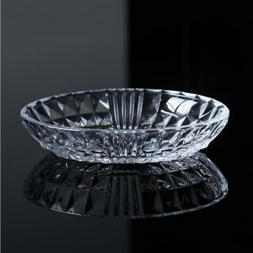 Iyulania Clear Glass Soap Dish, Oval Bar Soap Holder with Embossed Raised Sides for Bathroom, Sink and Kitchen - Image 2