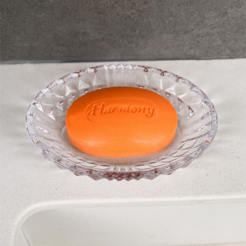 Iyulania Clear Glass Soap Dish, Oval Bar Soap Holder with Embossed Raised Sides for Bathroom, Sink and Kitchen - Image 4