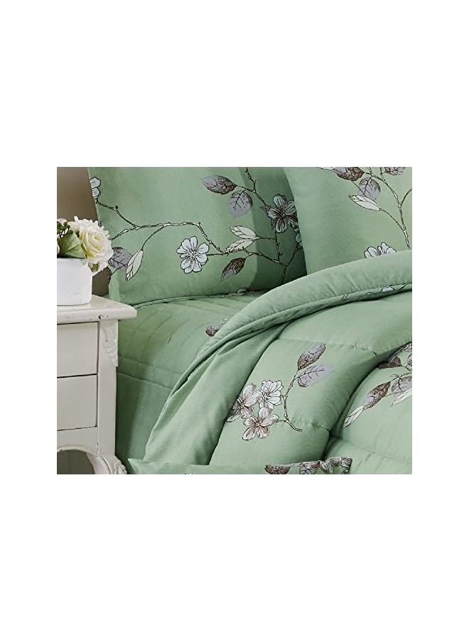 Moon - In A Bag Medium Filling King Size Comforter Set 10 Pcs Floral Bedding Set Size 220 X 240 Cm With Comforter Quilted Bed Skirt Pillowcases Cushion And Bedroom Slippers Multicolor - Image 1