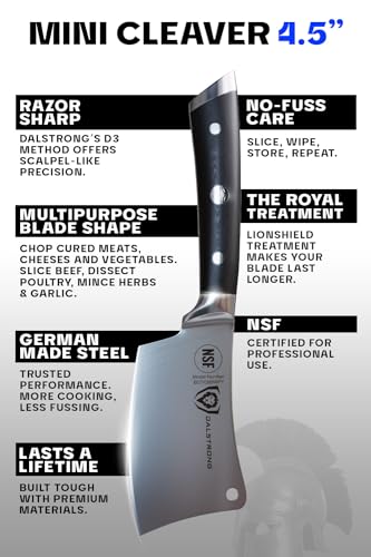 Dalstrong Meat Cleaver Knife -4.5"- Gladiator Series Elite-Heavy Duty Giftable Kitchen Knife - Black Handle-Razor Sharp Knife-Forged High Carbon German Steel -w/Sheath-NSF Certified - Image 5