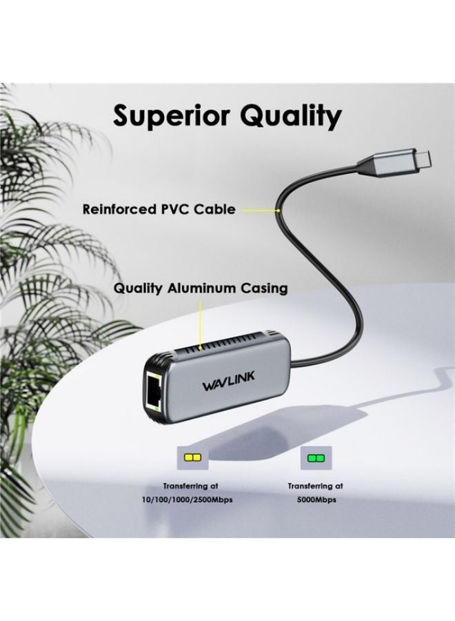 WAVLINK NWU340G 5Gbps Wired Network Converter USB-C to RJ45 Gigabit Ethernet Adapter - Image 2