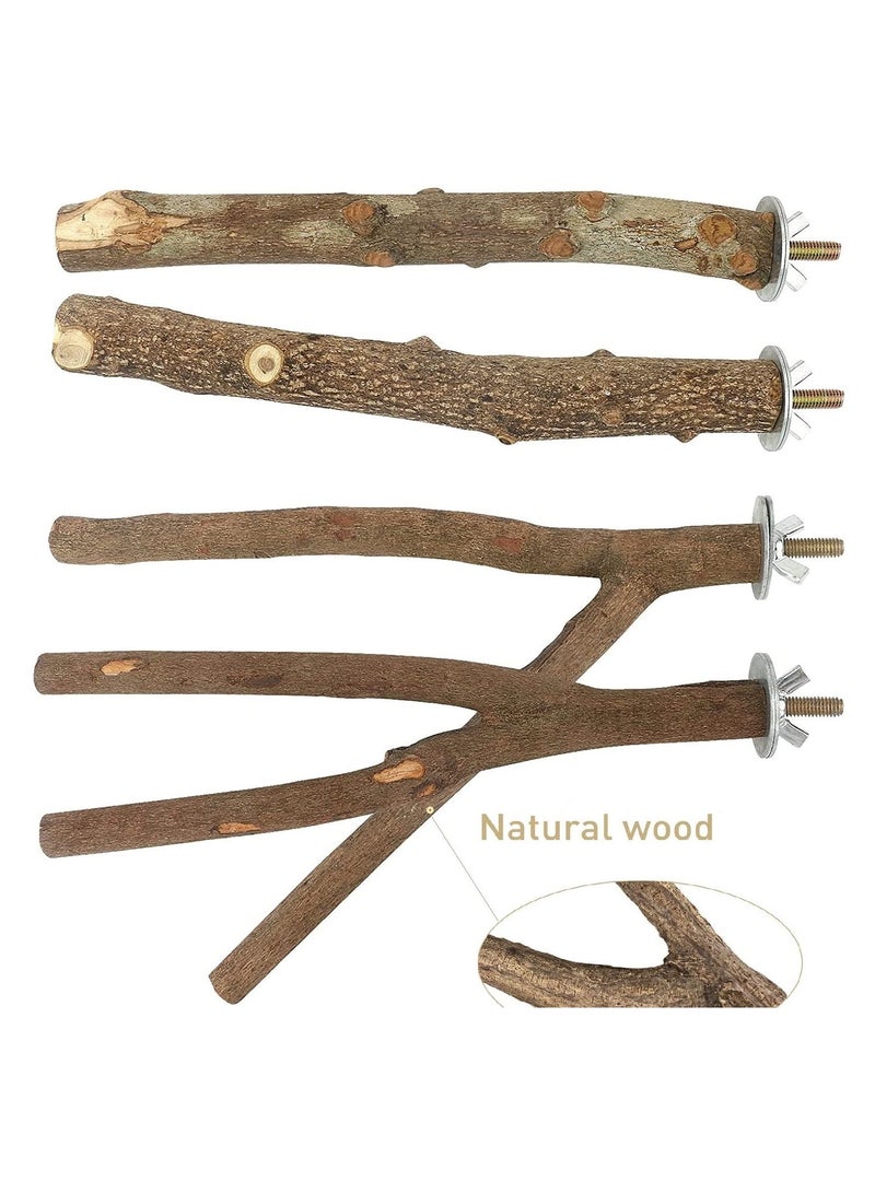4 Pack Natural Wood Bird Perch Stand Y Shape Stand Wooden Branches Birdcage Stands Bird Perch Nature Wood Toys Small Medium Birds cage accessory for Parrotlets Budgies Cockatiels Parakeets Lovebirds. - Image 5