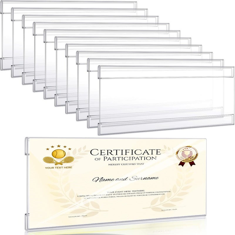 Kathfly 10 Pcs Business License Frame Clear Business Certificate Holder 10 x 4 Inch Acrylic Wall Mount Holder with Tape for Document Office Menu Display No Drilling - Image 1