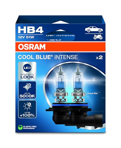 OSRAM COOL BLUE® INTENSE HB4, +100% more brightness, up to 5,000K, halogen headlight lamp, LED look, Hanging folding box (2 lamps) - Image 2