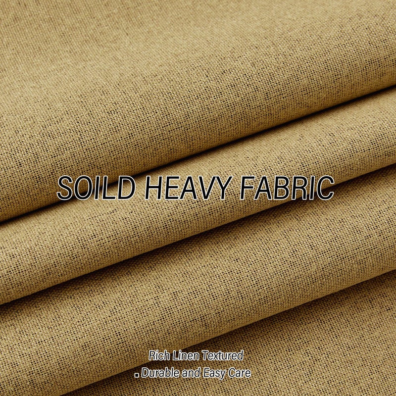 ChrisDowa Linen Textured 100% Blackout Curtains for Bedroom  2 Panels Set Thermal Insulated Linen Curtains for Living Room  Privacy Grommet Window Curtains (Mustard Yellow  52 x 54 Inch) - Image 4