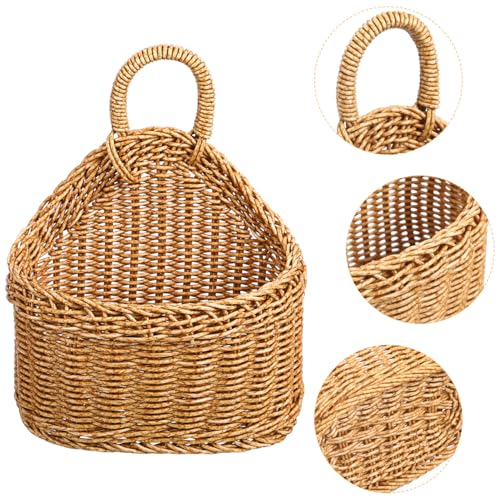 Healeved Hanging Wicker Basket for Kitchen Storage Vegetable, Fruit, Ginger, Garlic, Eggs, Imitation Woven Basket Front Door Decor, 9.25 X 7.48 X 4.72 Inches - Image 5