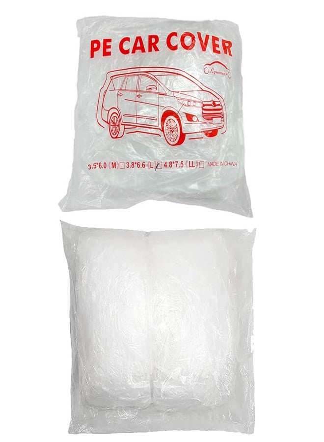 Bocarmo 4 Pack Disposable Car Cover Clear Plastic Car Cover Universal Rain Dust Garage Cover with Elastic Band Medium (12.4 FT x 21.6 FT)… - Image 4