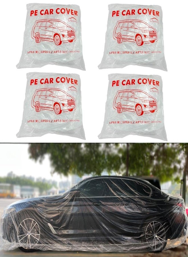 Bocarmo 4 Pack Disposable Car Cover Clear Plastic Car Cover Universal Rain Dust Garage Cover with Elastic Band Medium (12.4 FT x 21.6 FT)… - Image 1