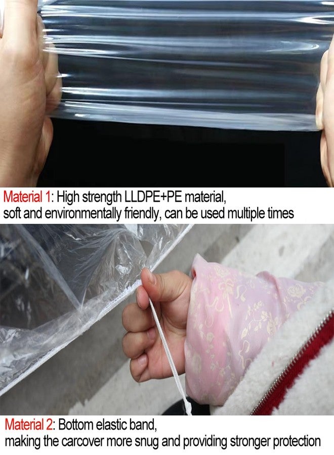 Bocarmo 4 Pack Disposable Car Cover Clear Plastic Car Cover Universal Rain Dust Garage Cover with Elastic Band Medium (12.4 FT x 21.6 FT)… - Image 5