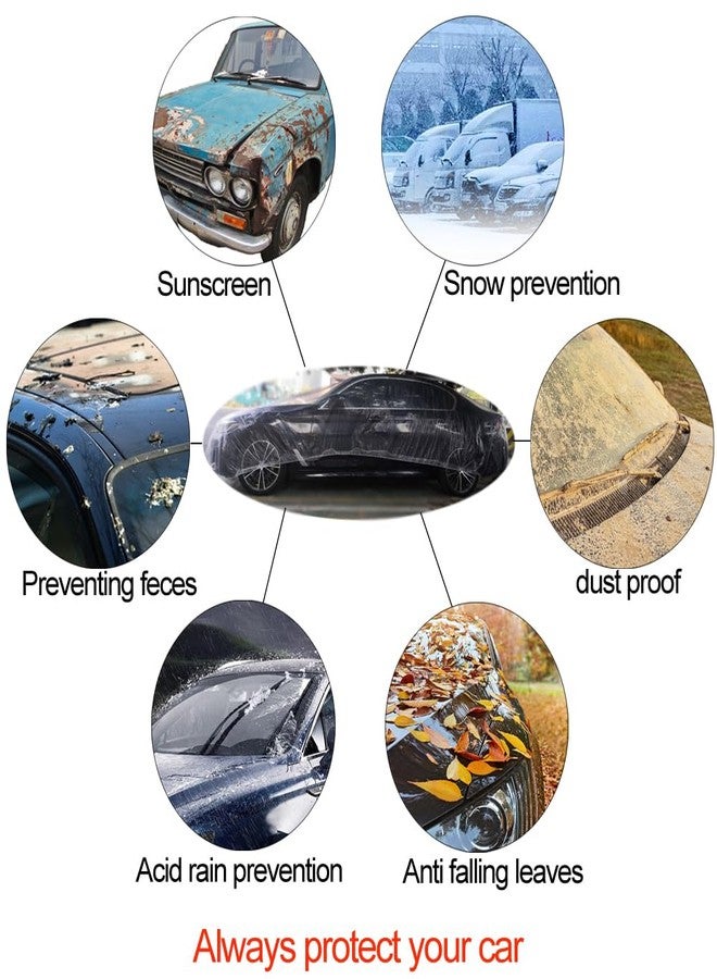 Bocarmo 4 Pack Disposable Car Cover Clear Plastic Car Cover Universal Rain Dust Garage Cover with Elastic Band Medium (12.4 FT x 21.6 FT)… - Image 3